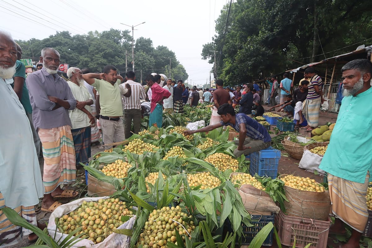 সাতসকালে লটকনের পাইকারি বাজারে ভিড়