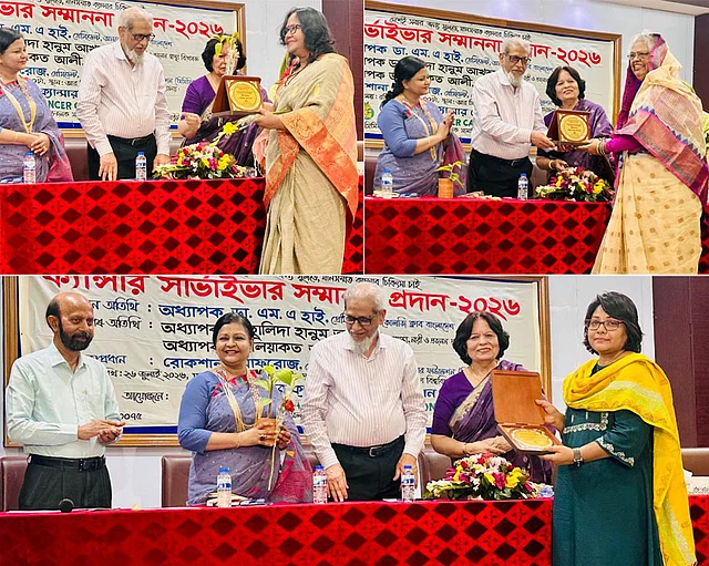 পুরস্কার নিচ্ছেন ক্যানসারজয়ীরা