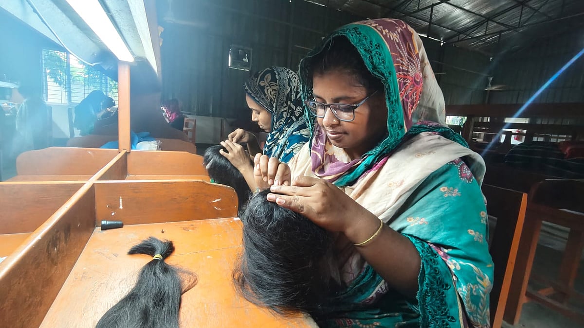 Women in a Bangladeshi village are becoming self-reliant by making wigs