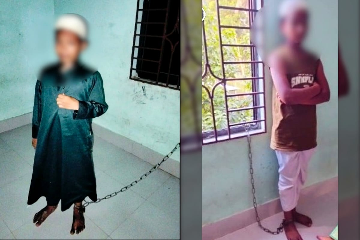 শিশুদের পায়ে শিকল, মাথায় চড়-থাপ্পড়, ফেসবুকে ভাইরাল ছবি