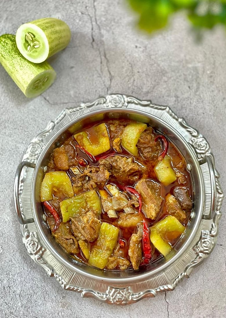 হাল ফ্যাশন শারদীয় ভোজ: চেনা রান্নায়  নতুন স্বাদ আনবে শসা দিয়ে খাসির মাংস