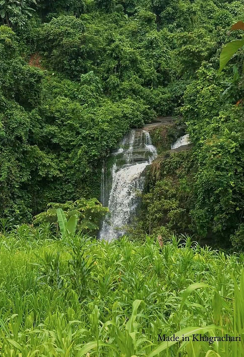 পাহাড়ের বুক চিরে নেমে আসে রিছাং ঝরনা