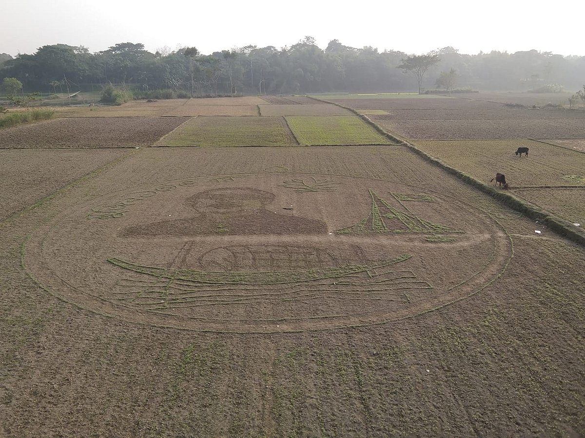 মুজিব বর্ষ উপলক্ষে জাতির জনকের প্রতি ভালবাসা ফুটিয়ে তোলা হয়েছে সবজি খেতে। ময়মনসিংহের ঈশ্বরগঞ্জ উপজেলার পাড়া খালবালা গ্রামে আজ সোমবার দুপুরে