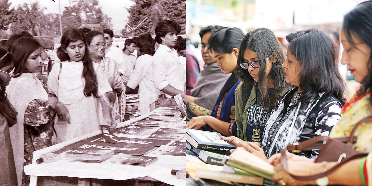 বইমেলার আশির দশকের এবং সাম্প্রতিককালের চিত্র। এ রকম নানা ছবি পেরিয়ে মেলাটি এখন আজকের বাস্তবতায়