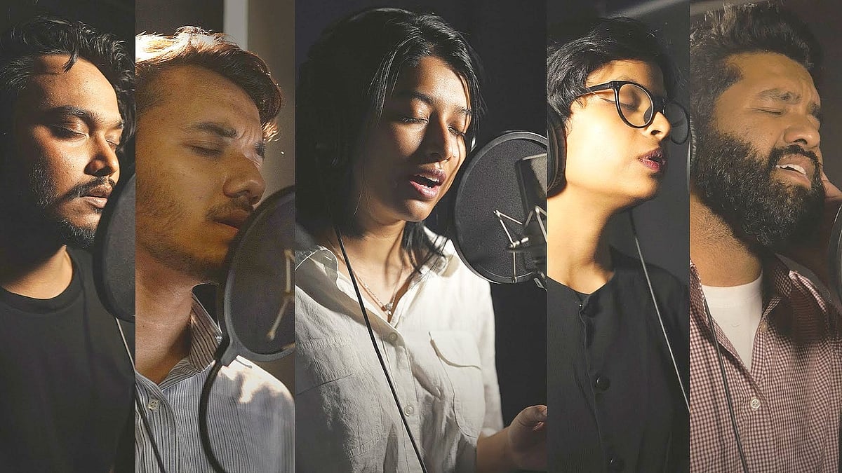 নতুন সংগীতায়োজনে  জাতীয় সংগীতে কণ্ঠ দিয়েছেন মাশা ইসলাম, ইন্নিমা রোশনি, মাজহারুল মিকাত, আদিব আল মহসিন ও মিঠুন দত্ত