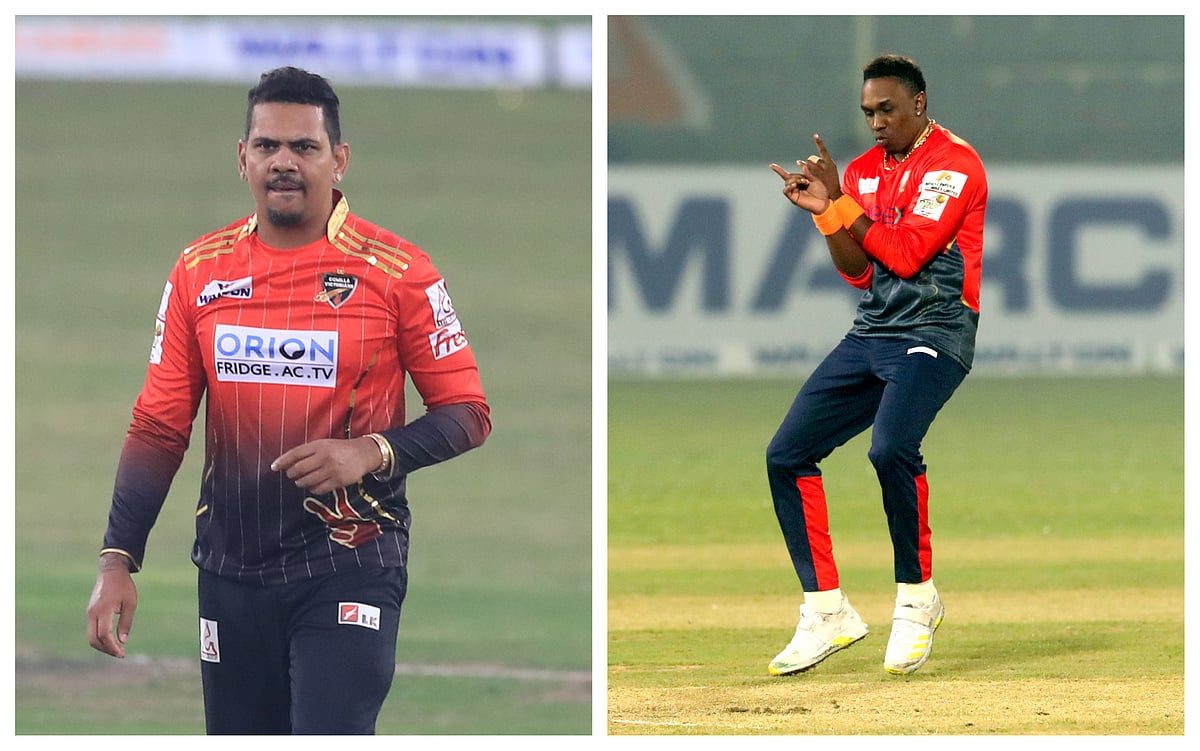 সুনীল নারাইন ও ডোয়াইন ব্রাভো। বিপিএলে খেলা দুজনেই আইপিএলে বড় তারকা