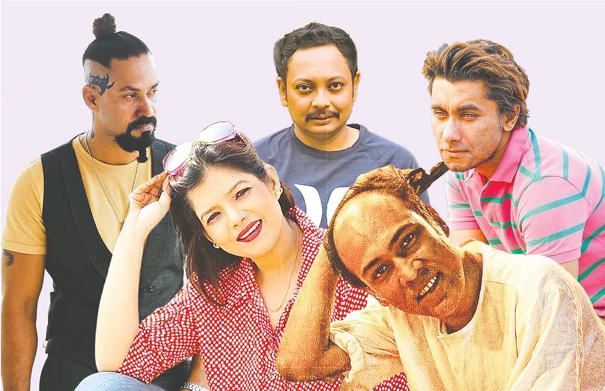 এ সময়ের আলোচিত কয়েকজন খলনায়কের মধ্যে আছেন (বাঁ থেকে) এল আর খান সীমান্ত, রোজী সিদ্দিকী, রাশেদ মামুন অপু, সুমন আনোয়ার ও তাসকিন রহমান