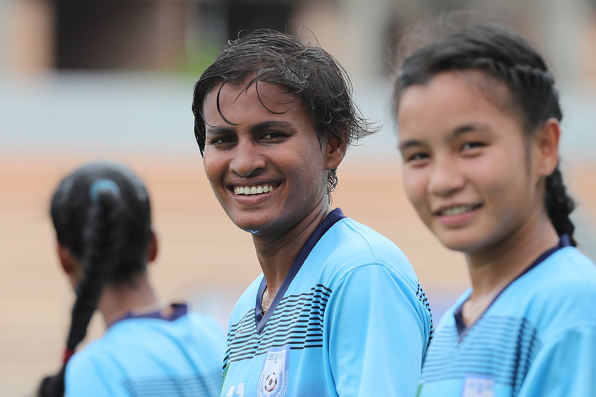 সাফের আগে নারী দলের অনুশীলনের একটি মুহূর্ত