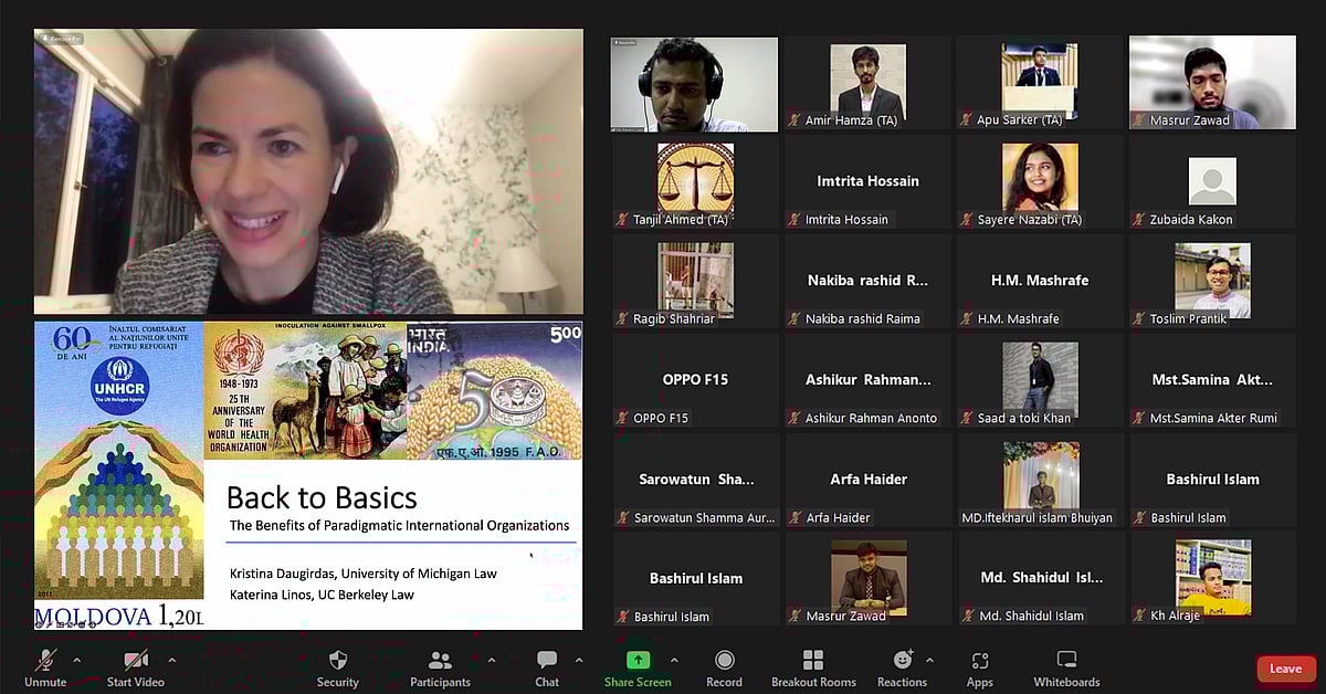 জাতিসংঘসহ বিভিন্ন আন্তর্জাতিক সংস্থাগুলোর সুবিধা-অসুবিধা কেমন, এ নিয়ে নর্থ সাউথ বিশ্ববিদ্যালয়ের আইন বিভাগের উদ্যোগে ওয়েবিনার