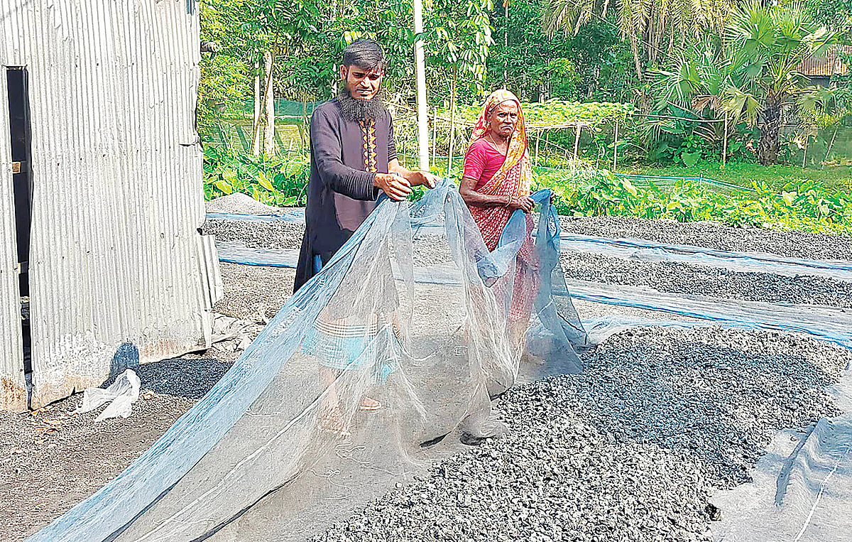 কয়লা বিক্রি করে স্বাবলম্বী হয়েছেন আনোয়ার হোসেন। বিভিন্ন এলাকা থেকে সংগ্রহ করা কয়লা শুকিয়ে ও বাছাই শেষে বস্তা ভর্তি করে আবার তা বিক্রি করেন তিনি
