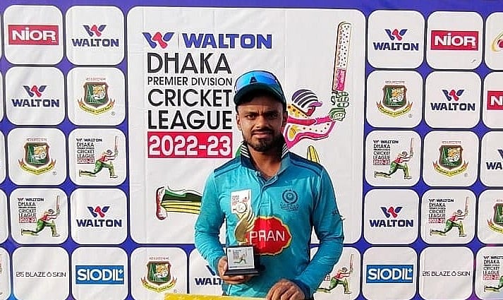 ১২৫ রানের ইনিংস খেলে ম্যাচসেরা মোহামেডানের মাহিদুল ইসলাম