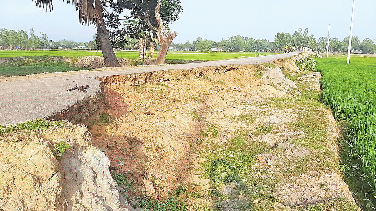 নেত্রকোনার কলমাকান্দা উপজেলার লেংগুরা ইউনিয়নের রাধানগর থেকে মানিকপুর সড়কের এমনই চিত্র। গত বছরের বন্যায় ক্ষতিগ্রস্ত সড়কগুলোও এখনো মেরামত করা হয়নি। সম্প্রতি তোলা