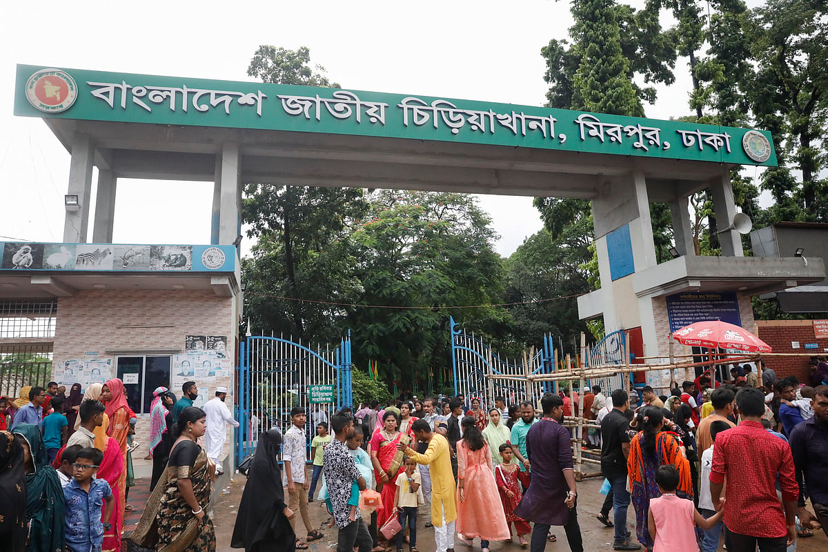 ঈদের পরদিন সকালে বৃষ্টি না থাকায় জাতীয় চিড়িয়াখানা ছিল দর্শনার্থীদের প্রথম পছন্দ