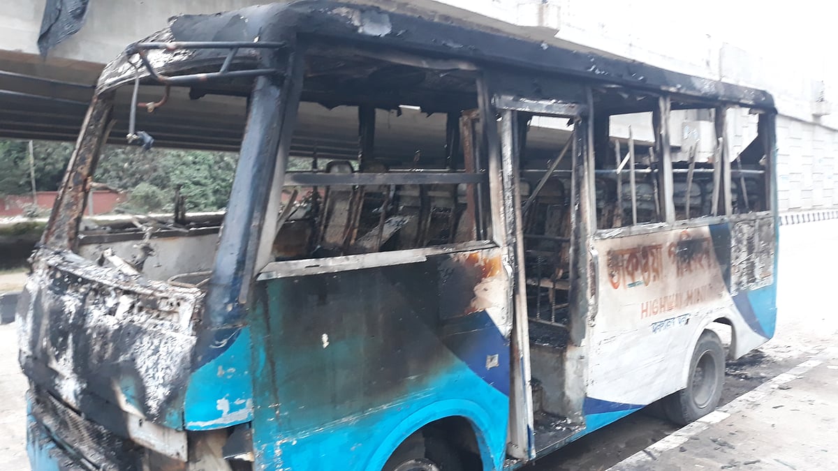যাত্রীবাহী মিনিবাসে আগুন দিয়েছে দুর্বৃত্তরা। এতে বাসের বেশিরভাগ অংশ পুড়ে গেছে। ঢাকা-টাঙ্গাইল মহাসড়কে গাজীপুরের কালিয়াকৈর উপজেলায় বৃহস্পতিবার সকালে