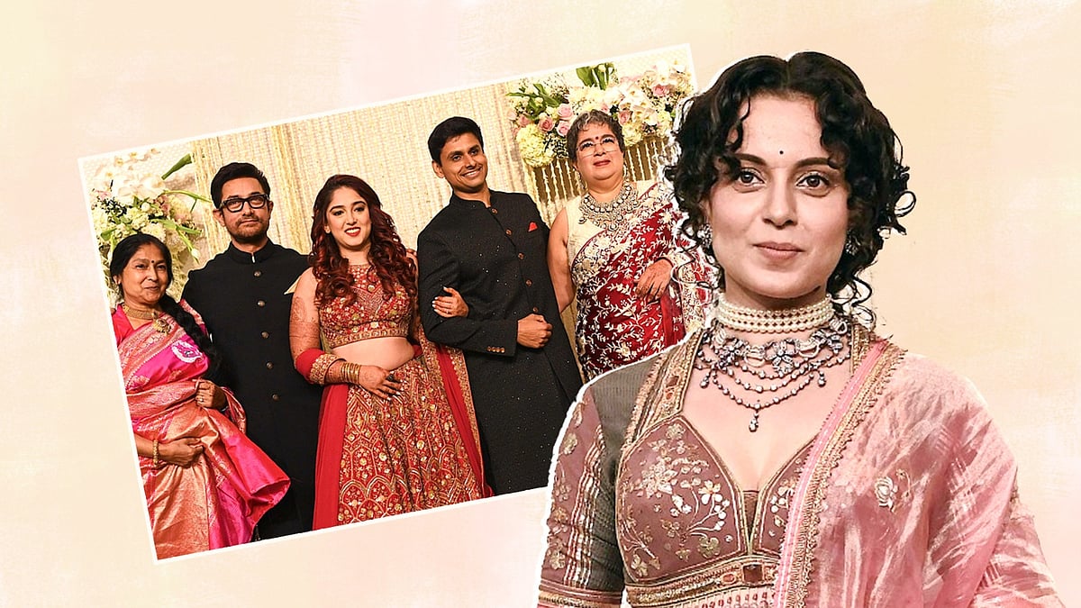 আমির খানের মেয়ের ইরা খানের বিবাহোত্তর সংবর্ধনায় হাজির হয়েছিলেন কঙ্গনা। কোলাজ