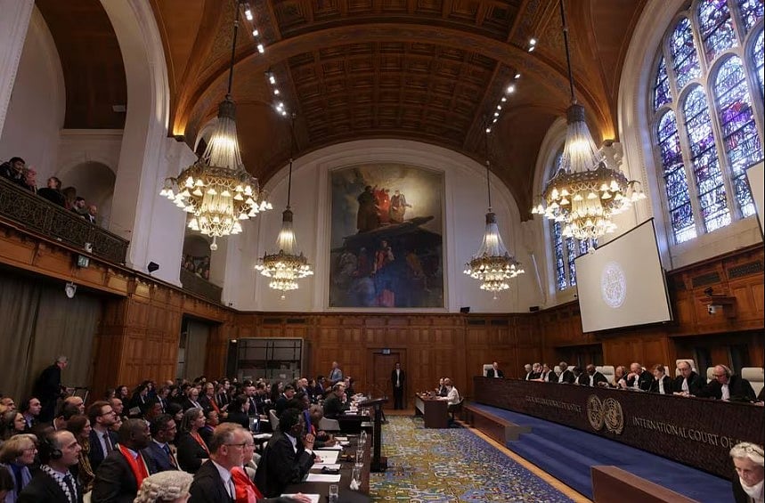 নেদারল্যান্ডসের দ্য হেগের আন্তর্জাতিক বিচার আদালতে ইসরায়েলের বিরুদ্ধে মামলা করেছে দক্ষিণ আফ্রিকা, ১১ জানুয়ারি, ২০২৪