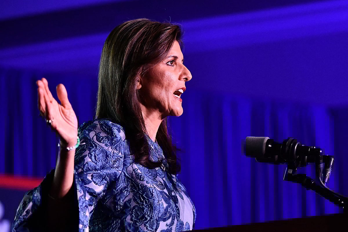 নিকি হ্যালি। নিউ হ্যাম্পশায়ারে দলীয় ভোটের ফলাফল আসার পর। নিউ হ্যাম্পশায়ার, যুক্তরাষ্ট্র, ২৩ জানুয়ারি