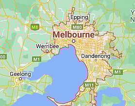 মেলবোর্ন শহরের মানচিত্র গুগল ম্যাপ থেকে নেওয়া