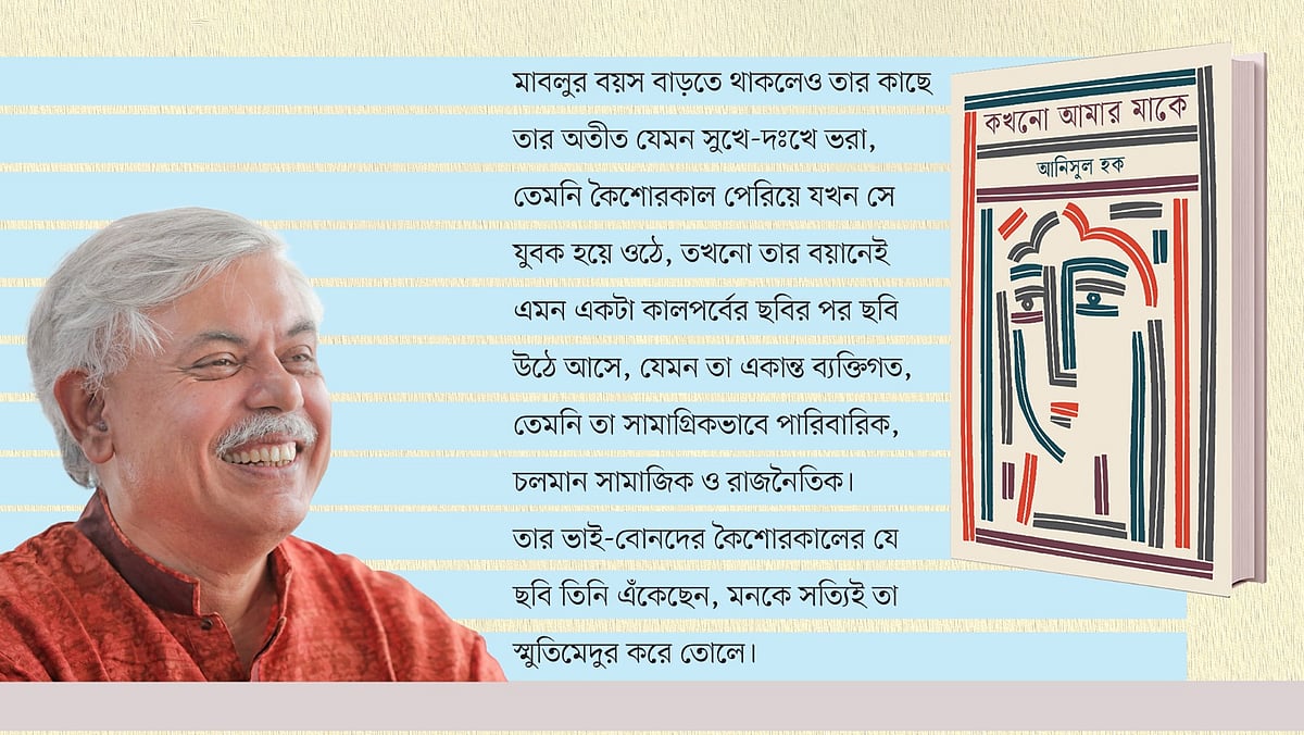 আনিসুল হক এবং তাঁর উপন্যাস ‘কখনো আমার মাকে’-এর ছবি অবলম্বনে কোলাজ