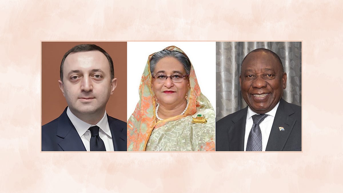 জর্জিয়ার প্রধানমন্ত্রী ইরাকলি গারিবাশভিলি, বাংলাদেশের প্রধানমন্ত্রী শেখ হাসিনা ও দক্ষিণ আফ্রিকার প্রেসিডেন্ট সিরিল রামাফোসা