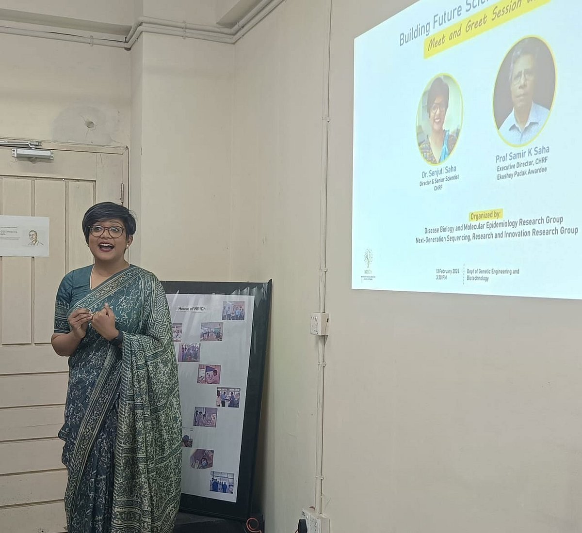 তরুণ গবেষকদের উদ্দেশ্য বক্তব্য দেন বিজ্ঞানী সেঁজুতি সাহা। আজ চট্টগ্রাম বিশ্ববিদ্যালয়ের জিন প্রকৌশল ও জীবপ্রযুক্তি বিভাগে