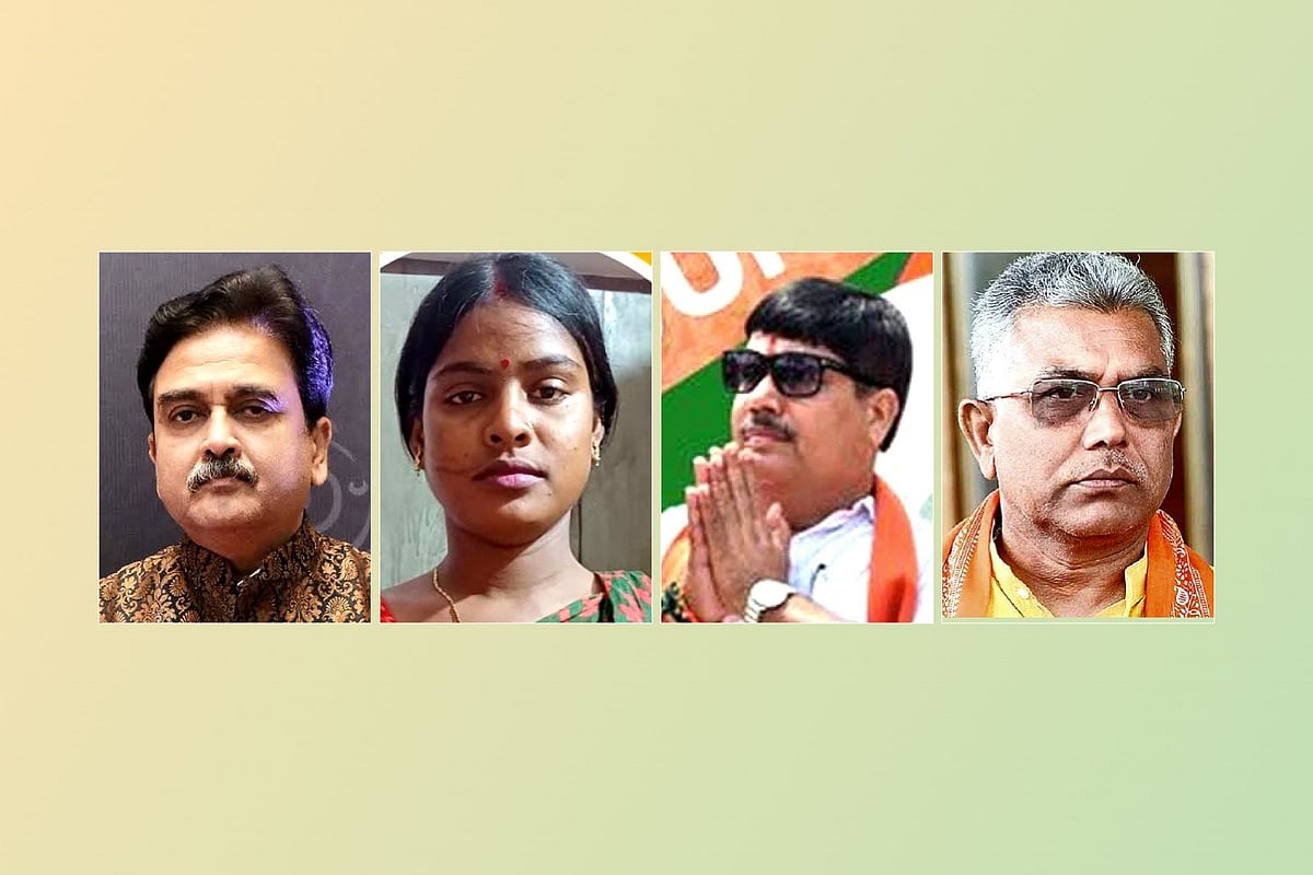 কলকাতা হাইকোর্টের সাবেক বিচারপতি অভিজিৎ গঙ্গোপাধ্যায়, রেখা পাত্র, অর্জুন সিং ও দীলিপ ঘোষ