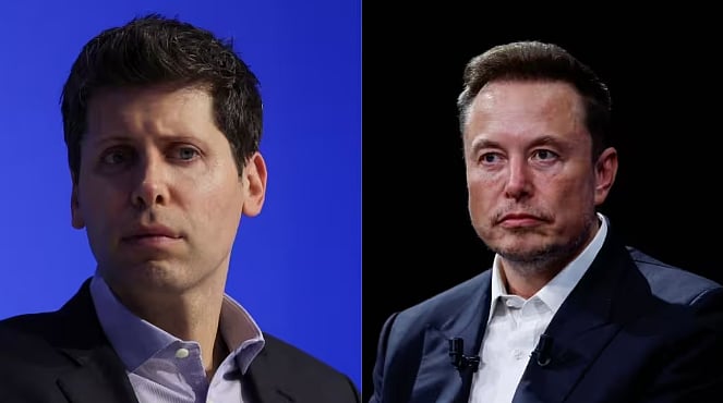 ওপেনএআইয়ের প্রধান নির্বাহী স্যাম অল্টম্যান ও টেসলার প্রধান নির্বাহী ইলন মাস্ক