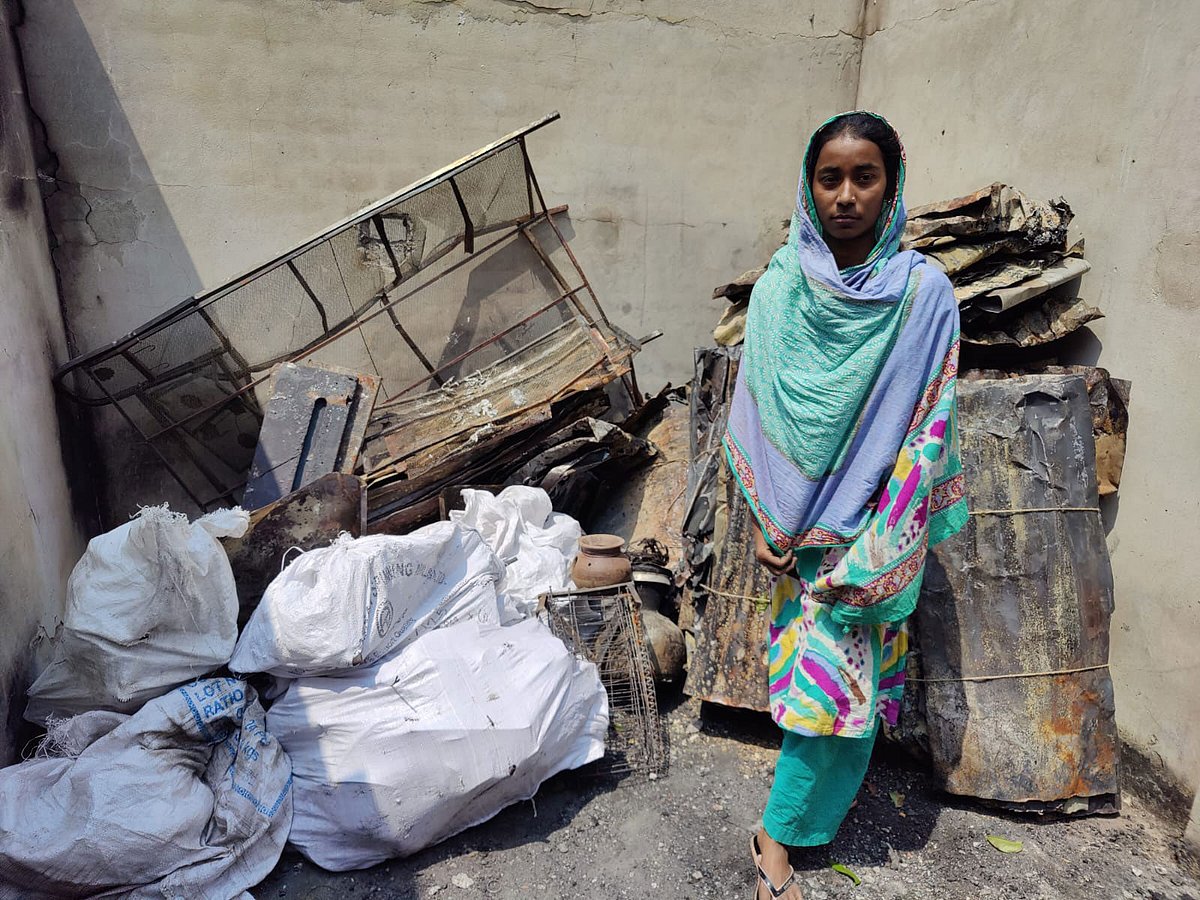 বনানী গোড়াউন বস্তিতে ফাতেমা আক্তার। আজ ২৬ মার্চ