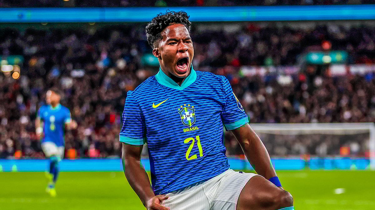 গোলের পর এনদ্রিকের গর্জন। আজ লন্ডনের ওয়েম্বলি স্টেডিয়ামে