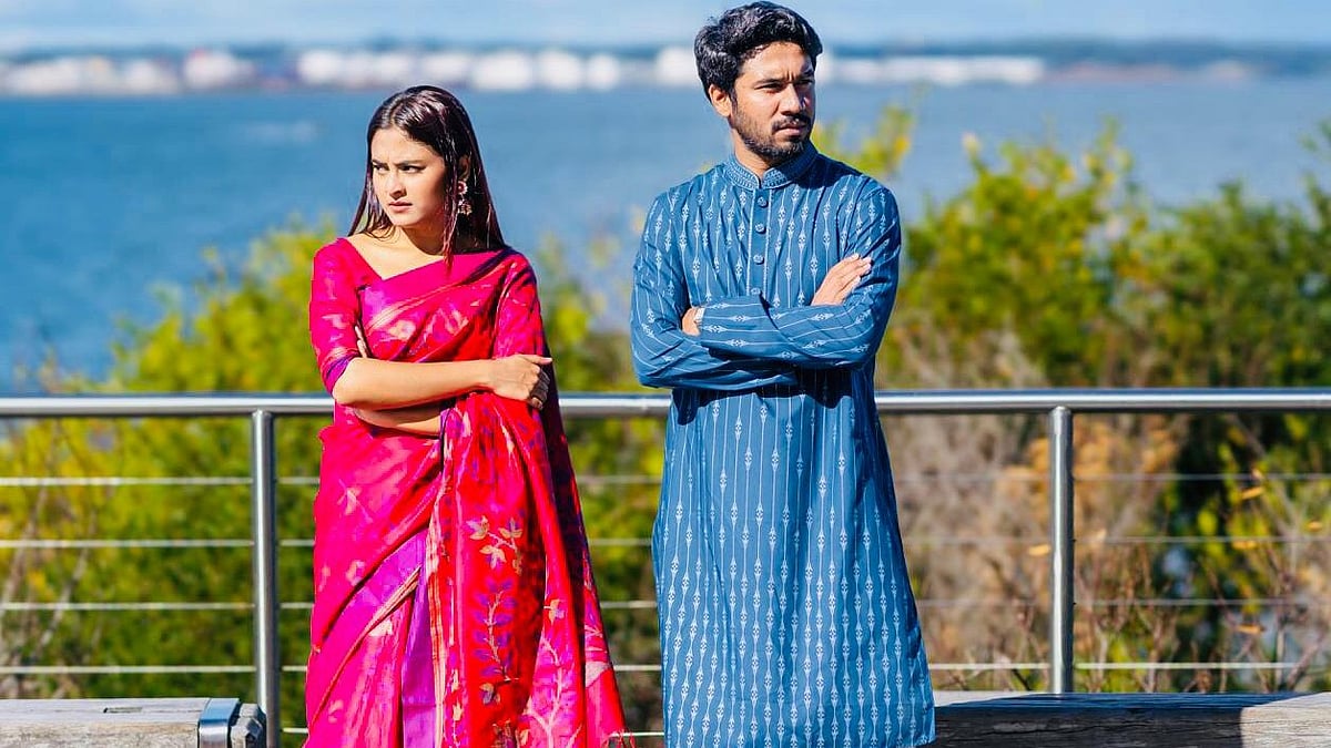 নাটকের শুটিংয়ে খায়রুল বাসার ও তানজিম সাইয়ারা তটিনী। ছবি: আকাশ দে