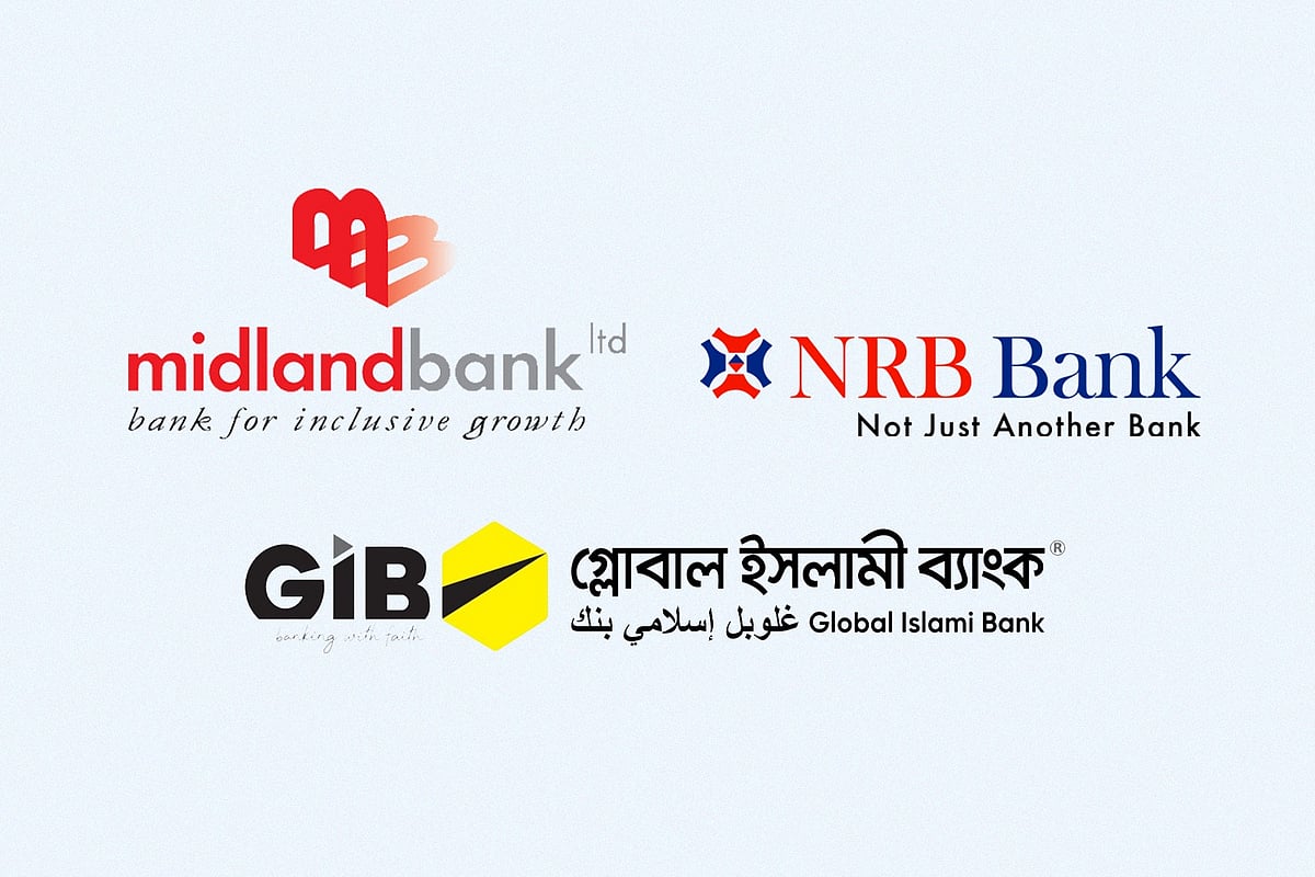 মিডল্যান্ড ব্যাংক, এনআরবি ব্যাংক ও গ্লোবাল ইসলামী ব্যাংকের লোগো