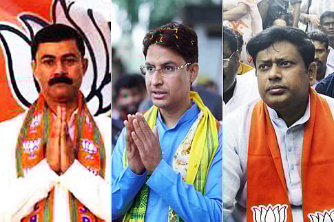 বাঁ থেকে কার্তিক পাল, রাজু বিস্তা ও সুকান্ত মজুমদার