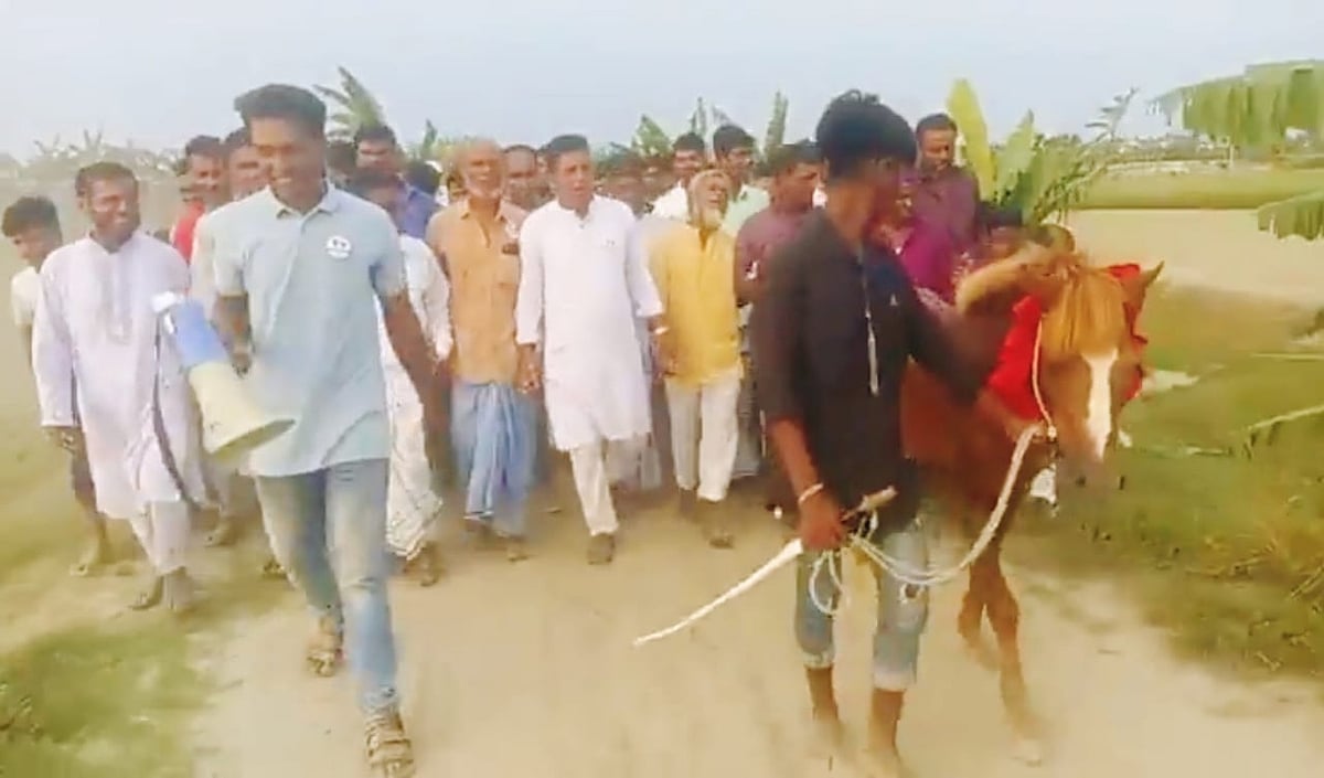 শরীয়তপুরের জাজিরায় নির্বাচনের প্রচারে জীবন্ত ঘোড়া ব্যবহার করা হয়েছে। উপজেলার কুন্ডেরচর এলাকায় শুক্রবার বিকেলে