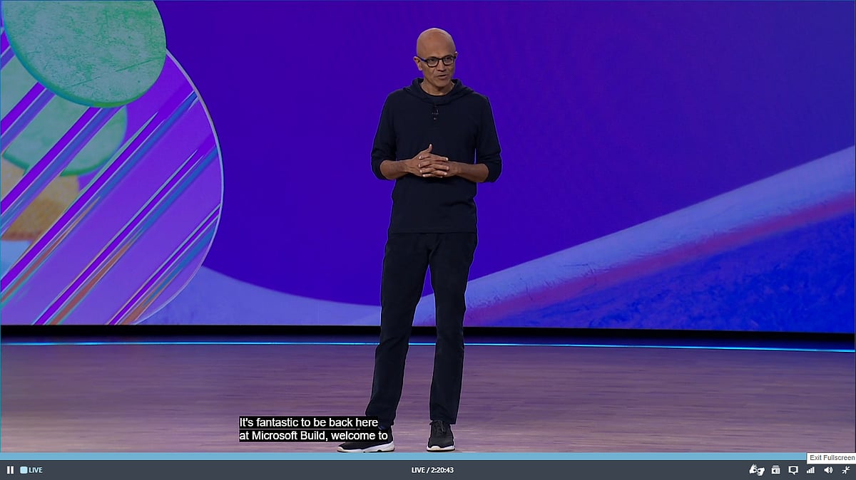 বিল্ড সম্মেলনের উদ্বোধনী অনুষ্ঠানে সত্য নাদেলা। সরাসরি ভিডিও থেকে নেওয়া