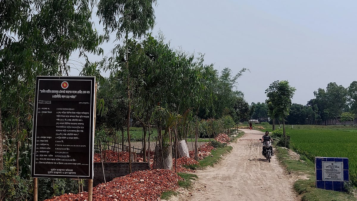 দুই মাস আগে কাঁচা রাস্তায় ইট বিছায় উপজেলা প্রকল্প বাস্তবায়ন কর্মকর্তার কার্যালয়। সম্প্রতি এলজিইডি সেই ইট তুলে খোয়া বানিয়ে সড়কের পাশে স্তূপ করে রেখেছে। আজ মঙ্গলবার সকালে বালিয়াডাঙ্গী উপজেলার শালডাঙ্গা গ্রামে