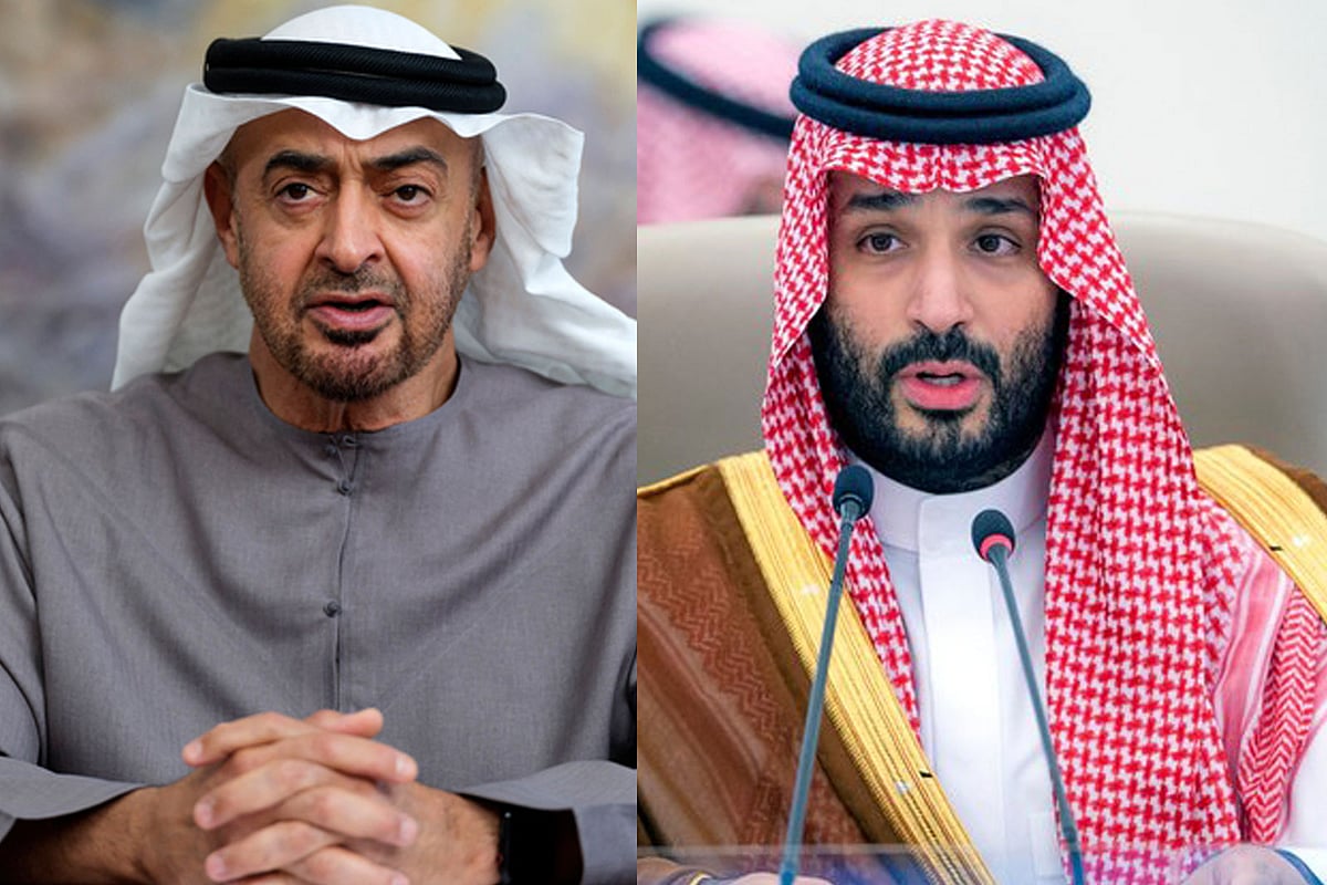 আরব আমিরাতের প্রেসিডেন্ট শেখ মোহাম্মদ বিন জায়েদ আল নাহিয়ান ও সৌদি যুবরাজ মোহাম্মদ বিন সালমান