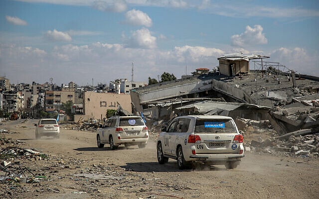 গাজায় জাতিসংঘের গাড়ি