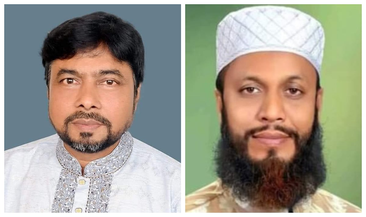 নবীগঞ্জ উপজেলা পরিষদের নবনির্বাচিত চেয়ারম্যান মুজিবুর রহমান চৌধুরী ও বাহুবলের নবনির্বাচিত চেয়ারম্যান মোহাম্মদ আনোয়ার হোসেন