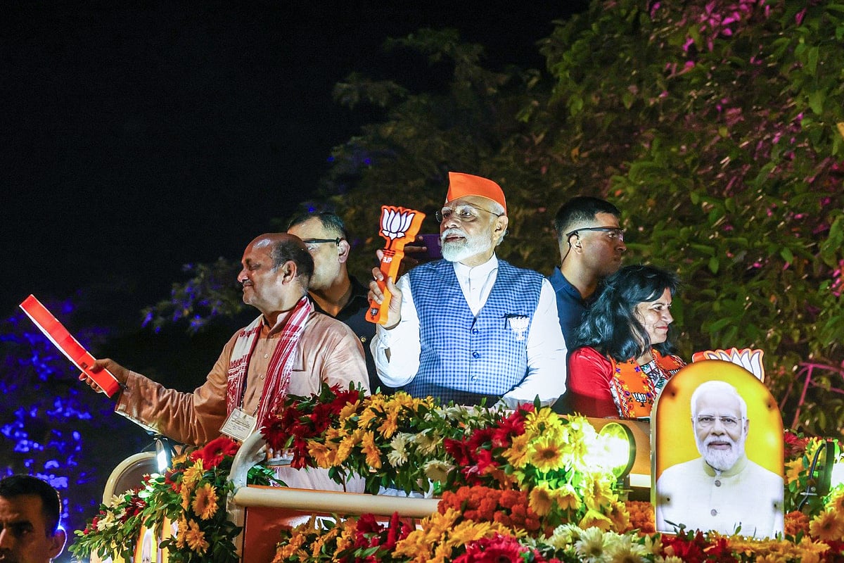 ভারতে ওডিশার ভুবনেশ্বরে নির্বাচনী প্রচারে নরেন্দ্র মোদি। গতকাল শুক্রবার: