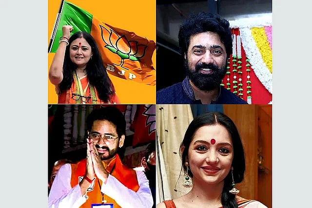 (ওপরে বাঁ থেকে) অগ্নিমিত্রা পাল, দীপক অধিকারী দেব, হিরণ্ময় চট্টোপাধ্যায় হিরণ ও জুন মালিয়া