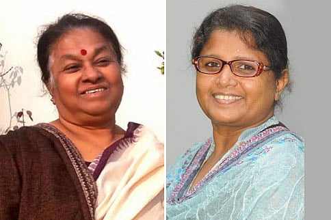 বাংলাদেশ নারী সাংবাদিক কেন্দ্রের নতুন সভাপতি নাসিমুন আরা হক (বাঁয়ে) ও সাধারণ সম্পাদক শাহনাজ সিদ্দীকি