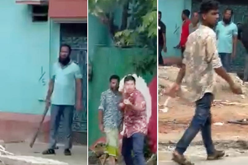 সংঘর্ষের সময় অস্ত্রারীদের অবস্থান। গতকাল দুপুরে চট্টগ্রামের পটিয়ার বাদামতল এলাকার সিএনজি স্টেশনে