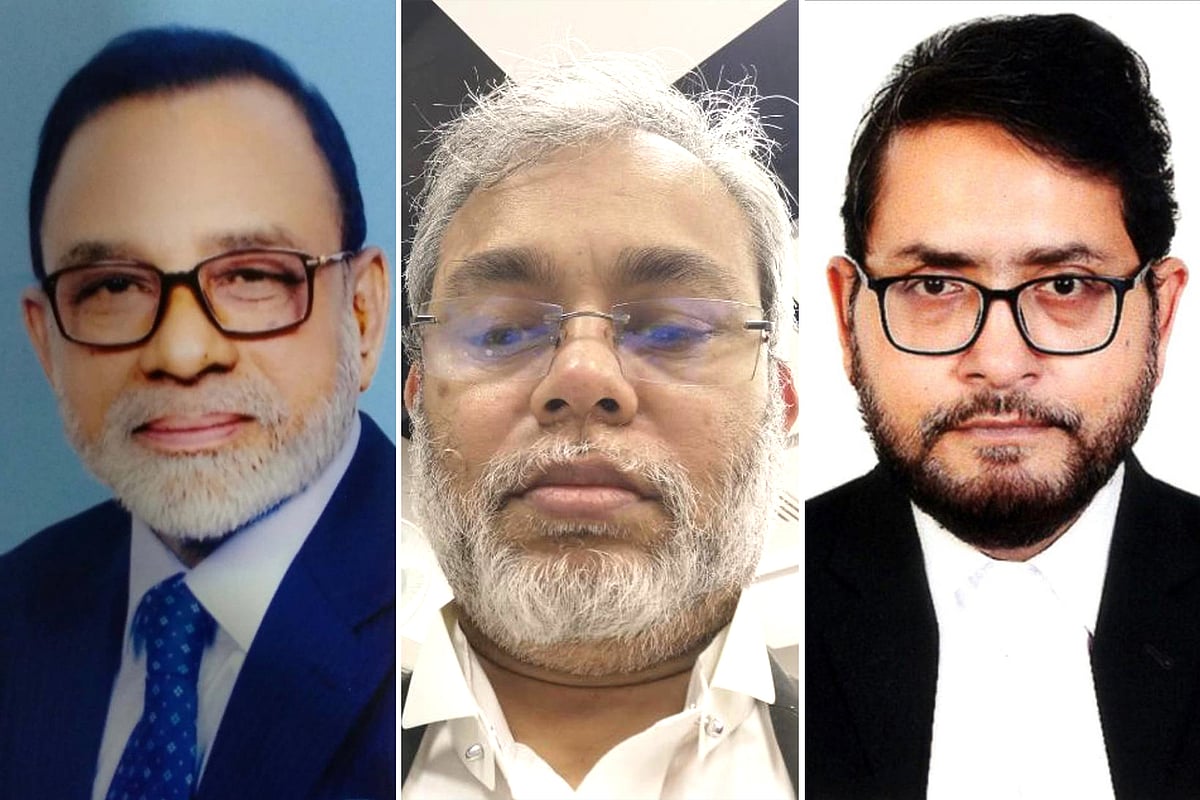 তিন অতিরিক্ত অ্যাটর্নি জেনারেল মুহাম্মদ আবদুল জব্বার ভূঞা (বাঁ থেকে), মোহাম্মদ আরশাদুর রউফ ও মোহাম্মদ অনীক রুশদ হক (অনীক আর হক)।