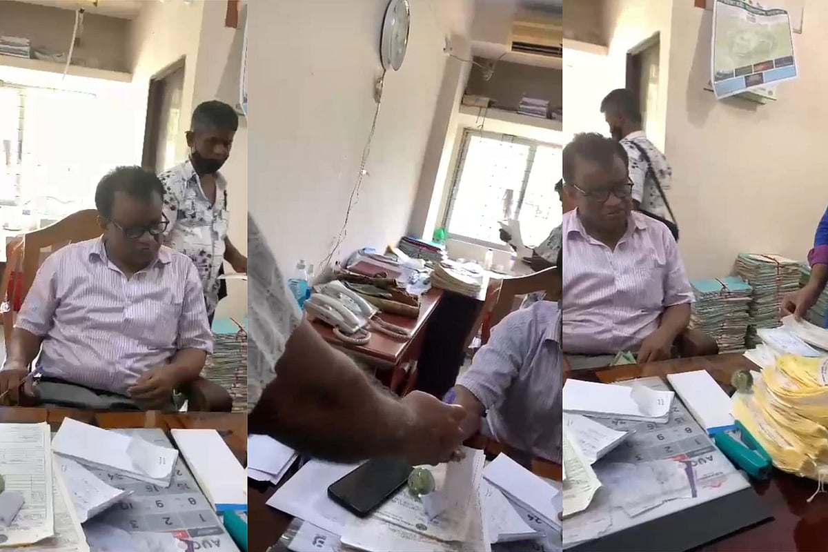 চেক বুঝিয়ে দিয়ে টাকা নিচ্ছিলেন চট্টগ্রাম সিটি করপোরেশনের হিসাবরক্ষক মাসুদুল ইসলাম