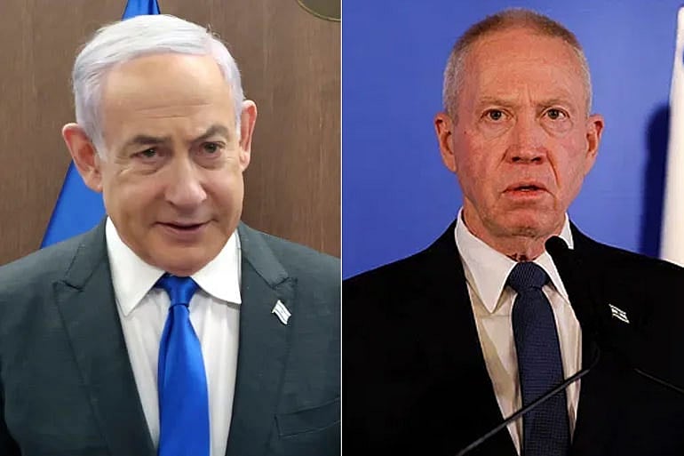 ইসরায়েলের প্রধানমন্ত্রী বেনিয়ামিন নেতানিয়াহু ও প্রতিরক্ষামন্ত্রী ইয়োভ গ্যালান্ট