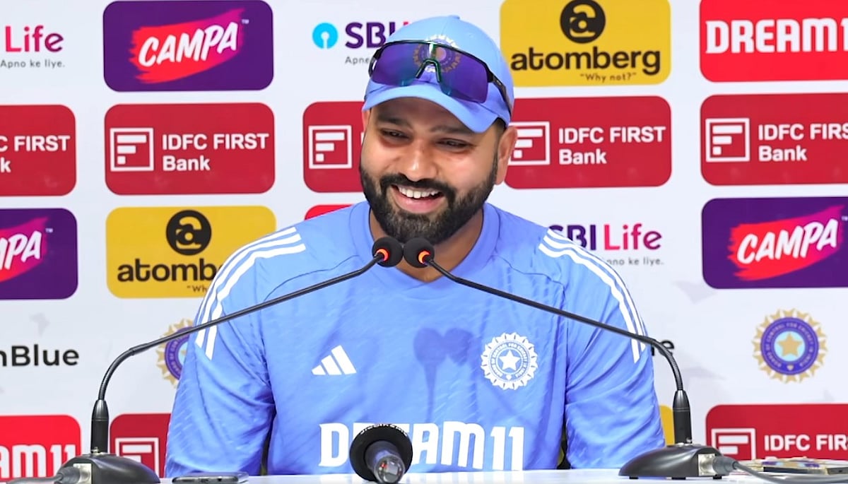 সংবাদ সম্মেলনে ভারতের অধিনায়ক রোহিত শর্মা। আজ চেন্নাইয়ে
