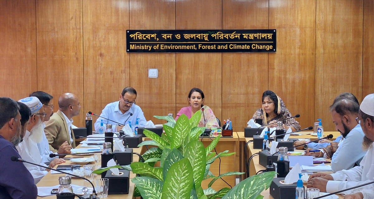 সচিবালয়ে এক মতবিনিময় সভায় বক্তব্য দেন পরিবেশ উপদেষ্টা সৈয়দা রিজওয়ানা হাসান। ঢাকা, ১৯ সেপ্টেম্বর