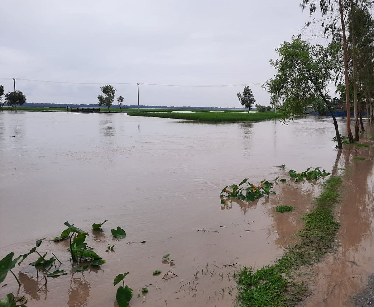 তিস্তার পানি বাড়ার কারণে তলিয়ে যাচ্ছে গ্রামীন সড়ক জনপথ।লালমনিরহাট জেলার পাটগ্রাম উপজেলার দহগ্রাম ইউনিয়নের নয়ারহাট গ্রামে