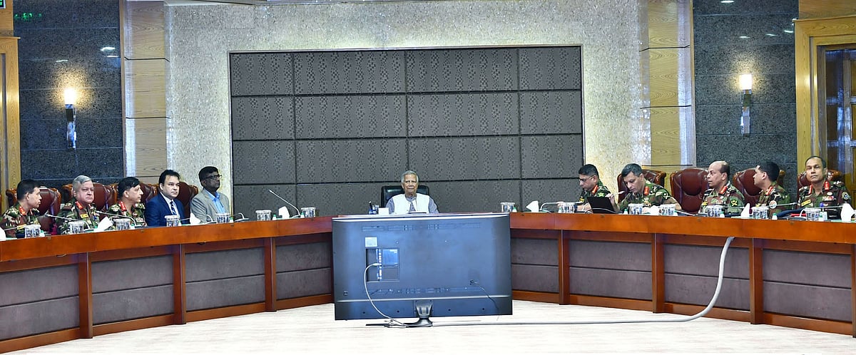 প্রধান উপদেষ্টা ড. মুহাম্মদ ইউনূস আজ রোববার সেনাবাহিনী সদর দপ্তরে ‘সেনা সদর নির্বাচনী পর্ষদ-২০২৪’ কার্যক্রমের উদ্বোধন অনুষ্ঠানে বক্তব্য দেন। ৬ অক্টোবর, ২০২৪