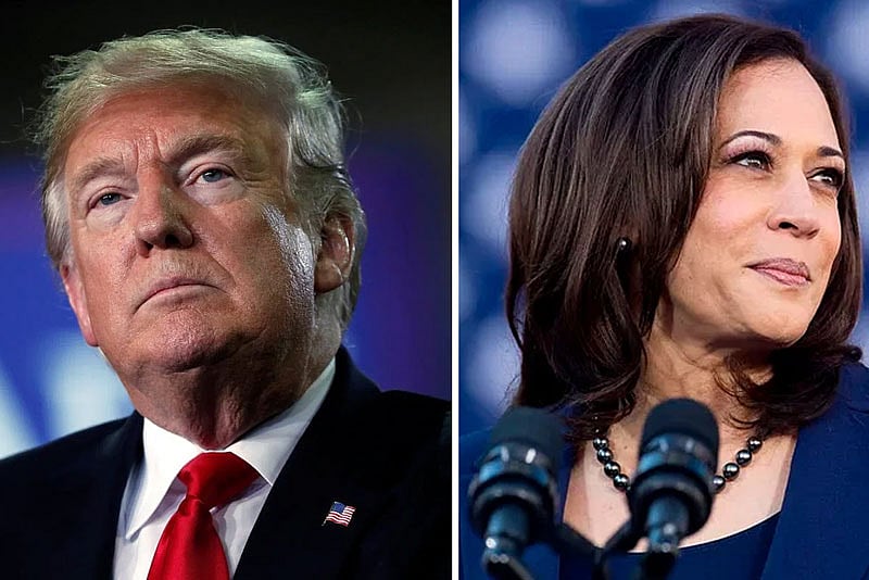 সাবেক মার্কিন প্রেসিডেন্ট ডোনাল্ড ট্রাম্প ও মার্কিন ভাইস প্রেসিডেন্ট কমলা হ্যারিস